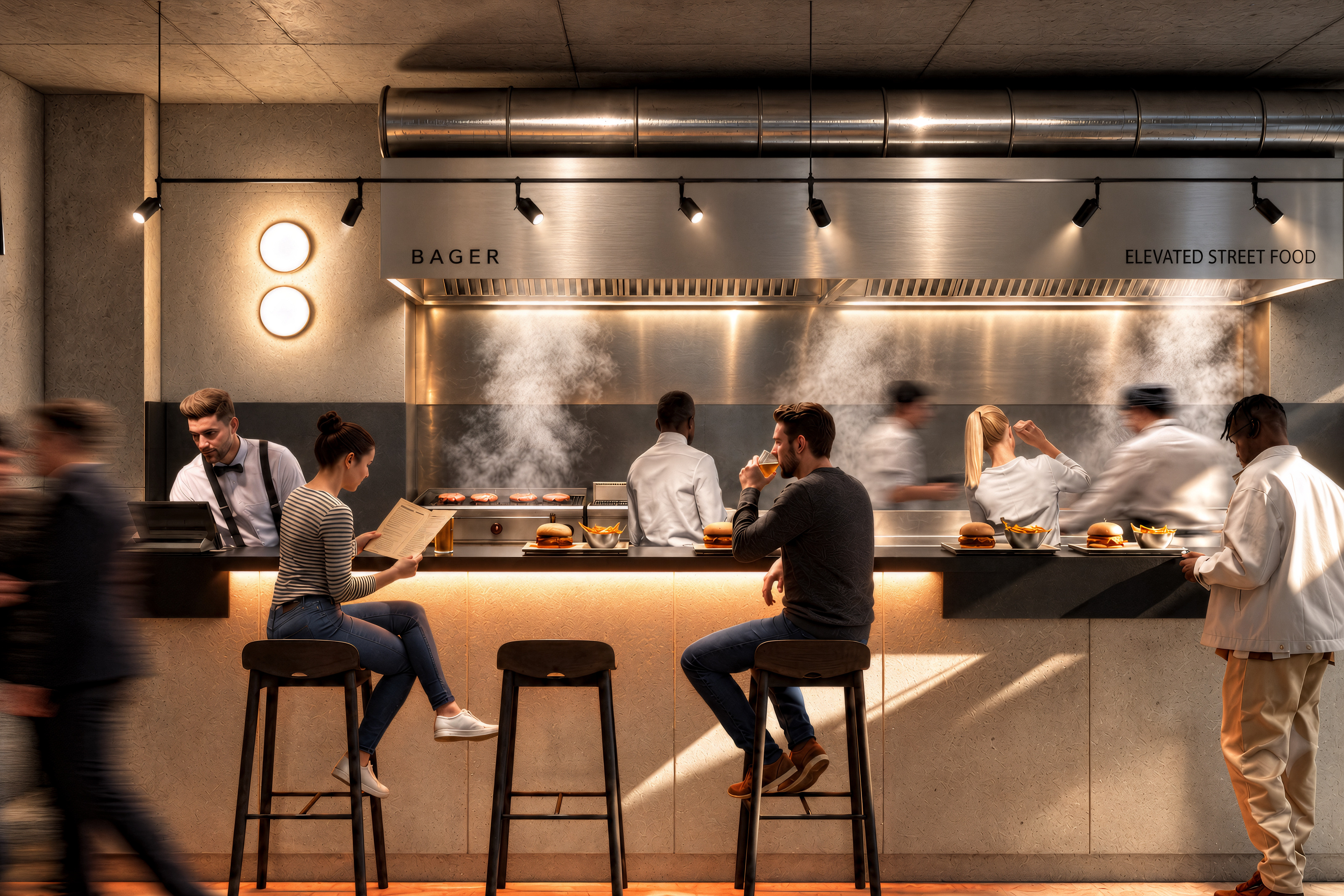 Bager Nişantaşı — Open kitchen and counter seating